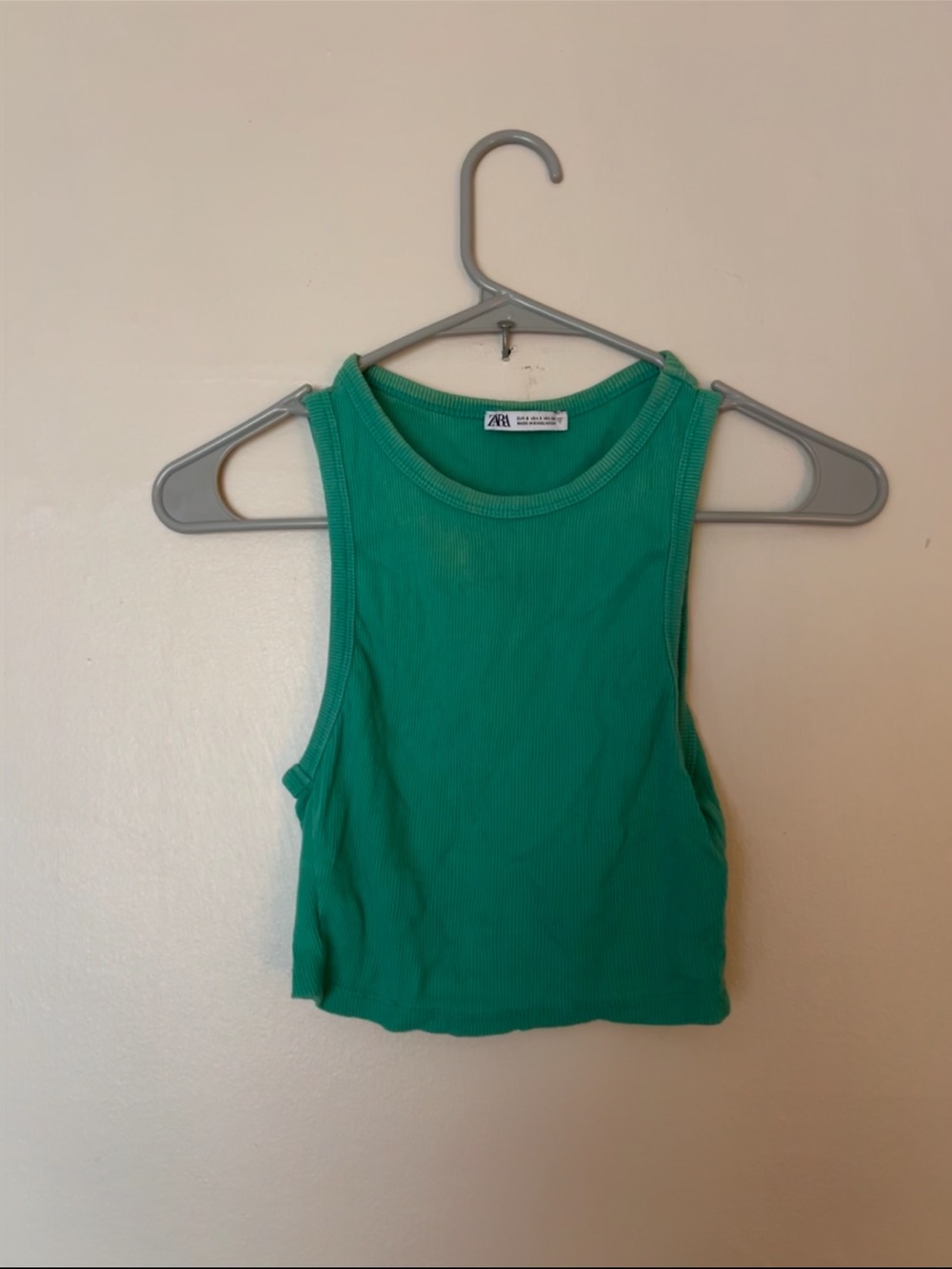 ZARA Emerald Ribbed Tank Crop Top
